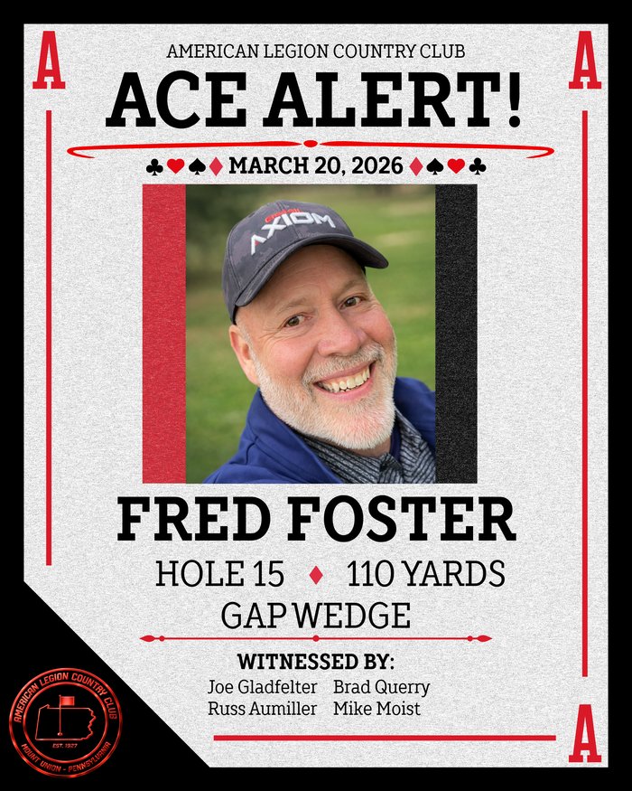 Ace Alert: Fred Foster, March 20, 2026, Hole 15, 110 yards, Gap Wedge