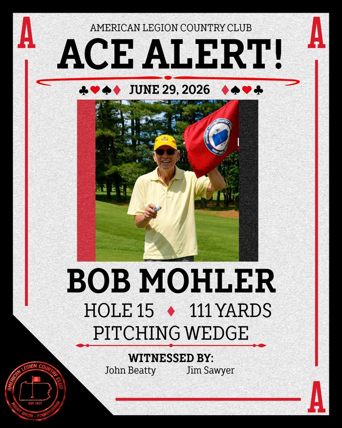 Ace Alert: Bob Mohler, June 29, 2026, Hole 15, 111 yards, Pitching Wedge