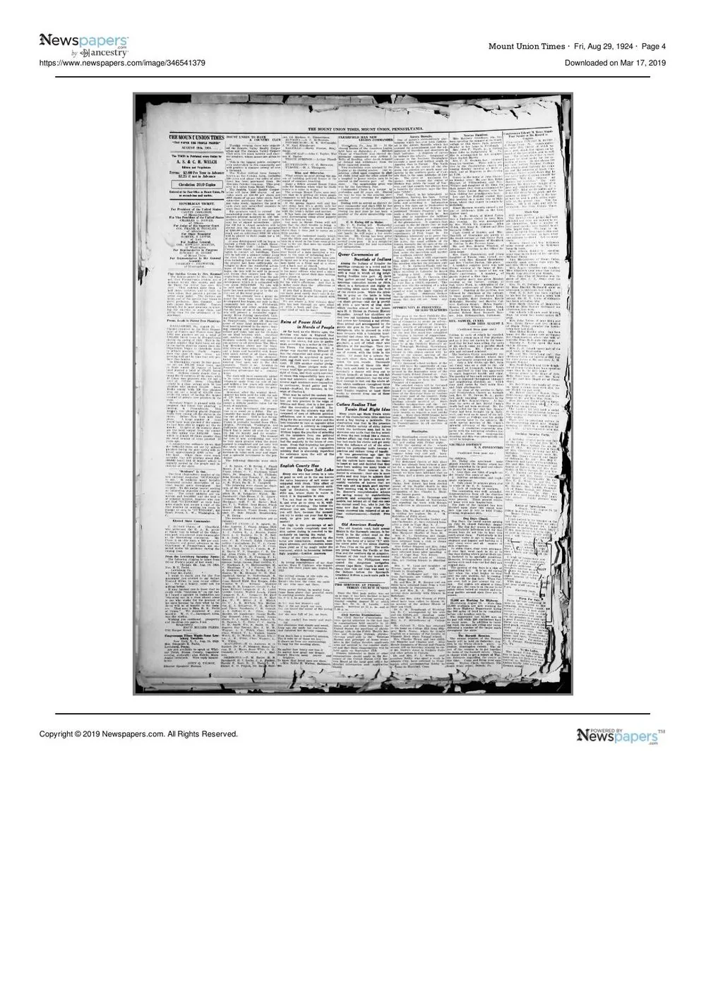 1924 newspaper coverage of the country club formation