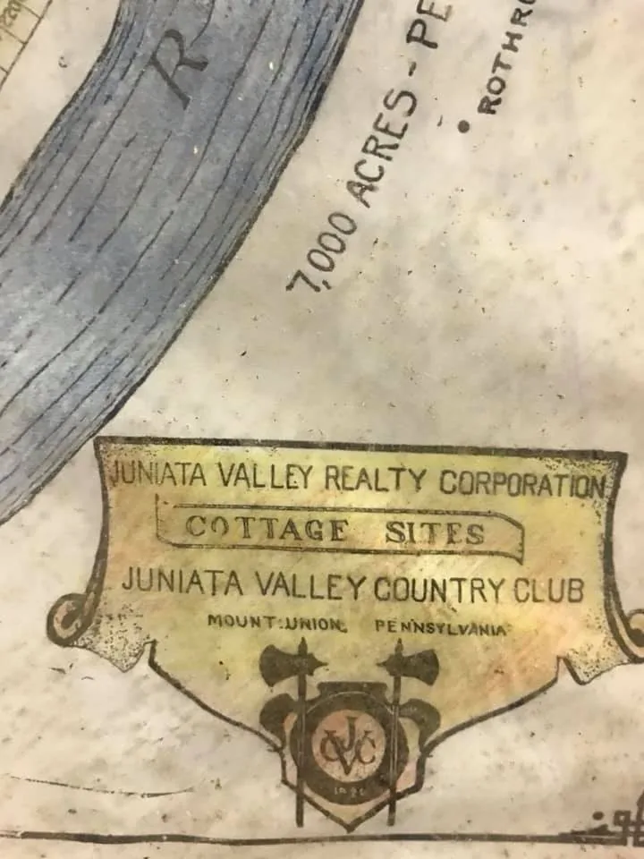Juniata Valley Colony Club seal and property map