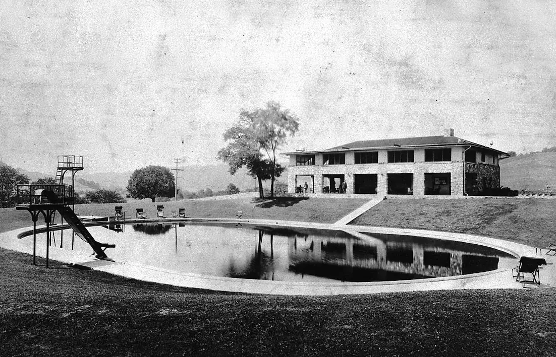 The clubhouse and pool Keichline designed, 1927